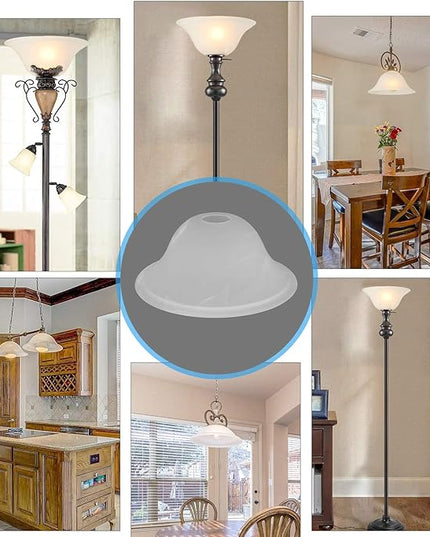 Giluta Small Floor Lamp Glass Shade Replacement Globe -Fitting Opening 1.625" Modern Alabaster Style Light Fixture Shade, Height: 4.13 inch, Width: 9.45 inch. Lipless - LeafyLoom
