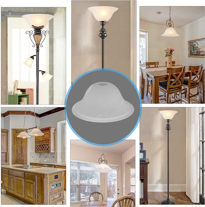 Giluta Small Floor Lamp Glass Shade Replacement Globe -Fitting Opening 1.625" Modern Alabaster Style Light Fixture Shade, Height: 4.13 inch, Width: 9.45 inch. Lipless - LeafyLoom