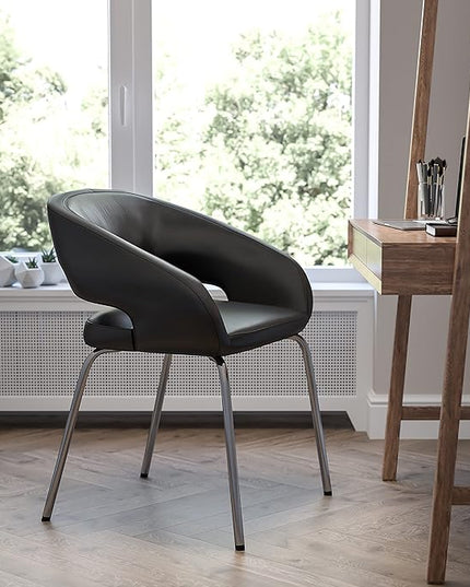 Flash Furniture Fusion Series Contemporary Black LeatherSoft Side Reception Chair - LeafyLoom