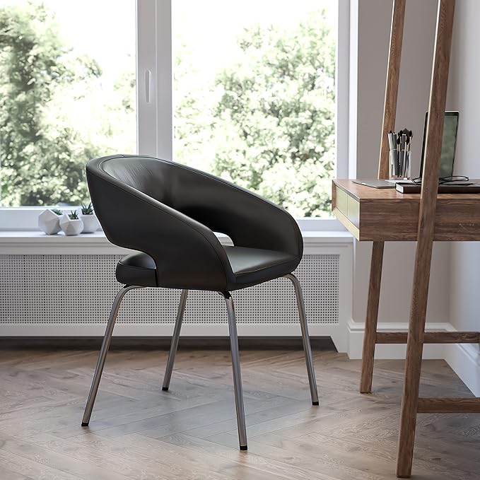 Flash Furniture Fusion Series Contemporary Black LeatherSoft Side Reception Chair - LeafyLoom