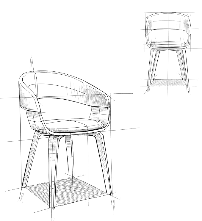 SIMPLIHOME Lowell 17 Inch Mid Century Modern Bentwood Dining Chair in Blue Linen Look Fabric, For the Dining Room - LeafyLoom