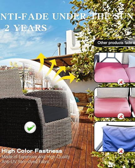 ClawsCover 13Pack Outdoor Seat and Back Cushions Replacement Covers Fit for 7Pieces Wicker Rattan Patio Furniture Set Sectional Couch with Dining Table and Ottoman,Dark Gray-Include Cover Only - LeafyLoom