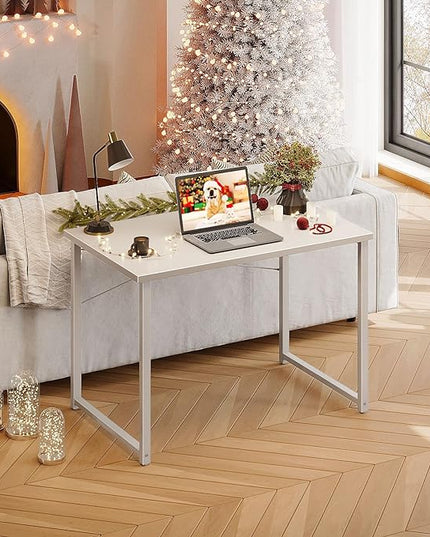 Coleshome 32 Inch Small Computer Desk, Modern Simple Style Desk for Home Office, Study Student Writing Desk, White - LeafyLoom