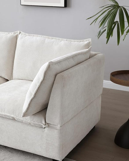 Free Combination Extra Wide Convertible Modular Sectional Sofa with Movable Ottoman Sets,6 Seater Oversized Reversible Corner Couch with Thicked Cushion & Detackable Backrest for Living Room - LeafyLoom