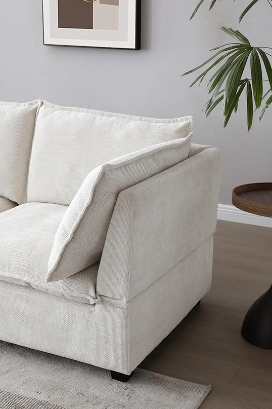 Free Combination Extra Wide Convertible Modular Sectional Sofa with Movable Ottoman Sets,6 Seater Oversized Reversible Corner Couch with Thicked Cushion & Detackable Backrest for Living Room - LeafyLoom
