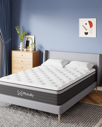 King Mattress,12 Inch Hybrid Pillow Top King Size Mattress,Individually Wrapped Pocket Coils Innerspring for a Cool Sleep & Pressure Relief,Medium Firm Feel with Motion Isolation. - LeafyLoom