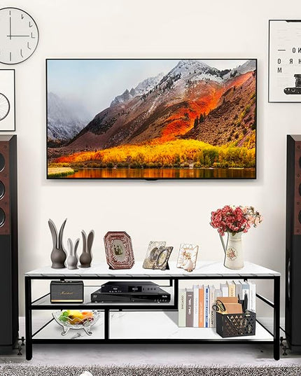 AT-VALY 3-Tier TV Stand Media Console Table with Open Shelving Storage for Living Room Bedroom 47inch for up to 55" TV - LeafyLoom