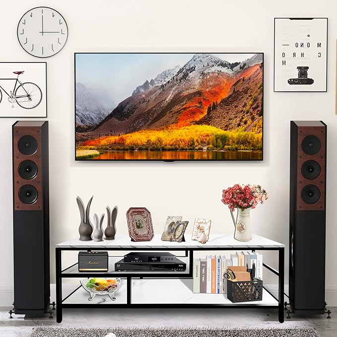 AT-VALY 3-Tier TV Stand Media Console Table with Open Shelving Storage for Living Room Bedroom 47inch for up to 55" TV - LeafyLoom
