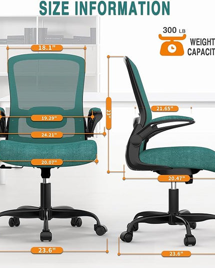 Office Chair, Ergonomic Desk Chair with Adjustable Lumbar Support, High Back Mesh Computer Chair with Flip-up Armrests-BIFMA Passed Task Chairs, Executive Chair for Home Office - LeafyLoom
