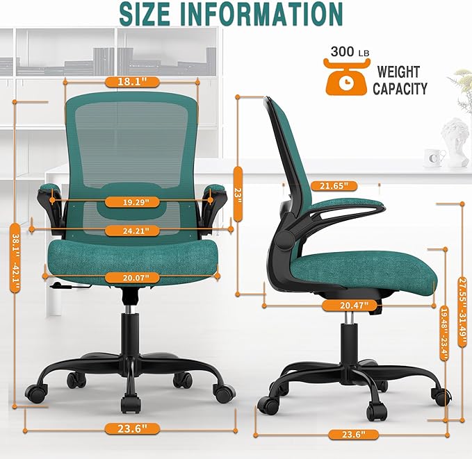 Office Chair, Ergonomic Desk Chair with Adjustable Lumbar Support, High Back Mesh Computer Chair with Flip-up Armrests-BIFMA Passed Task Chairs, Executive Chair for Home Office - LeafyLoom