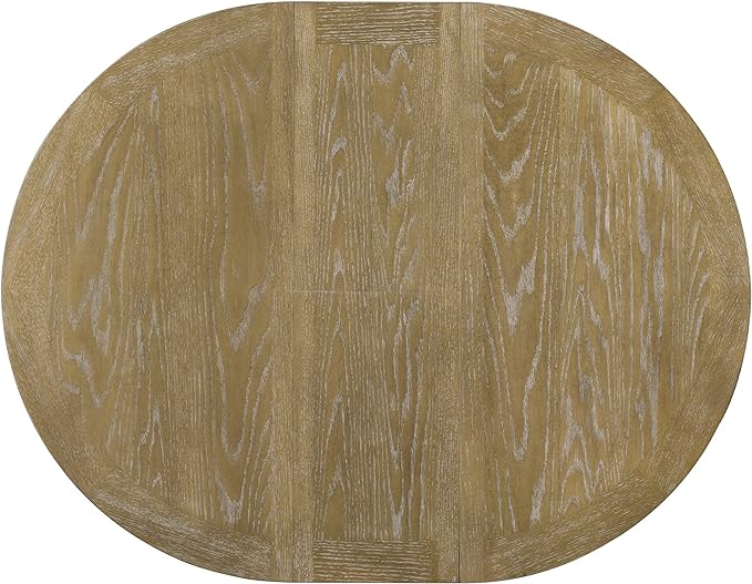 5-Piece Retro Round Dining Set with Extendable Table and 4 Upholstered Chairs for Kitchen, Breakfast Nook, Living Room, Natural Wood Wash, 42"-54" L x 42" W x 30" H - LeafyLoom
