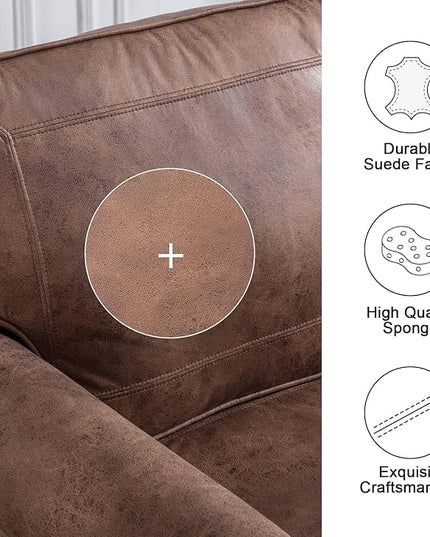 Dreamsir 79'' Traditional Faux Leather Sofa, 3 Seater Leather Couch with Nailhead Trim and Rolled Arms, Classic Couches for Living Room, Apartment, Bedroom, Easy to Install（Dark Brown） - LeafyLoom