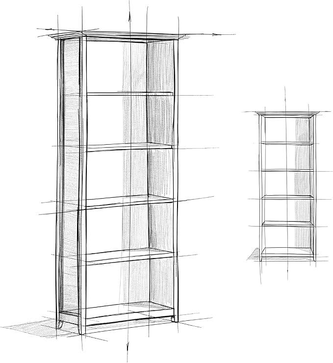 SIMPLIHOME Amherst SOLID WOOD 30 Inch Transitional 5 Shelf Bookcase in Distressed Grey, For the Living Room, Study Room and Office - LeafyLoom
