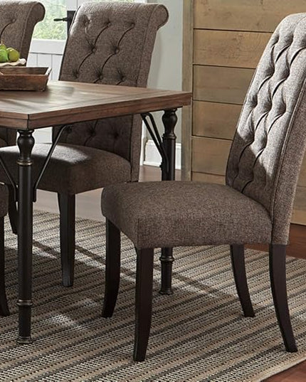 Signature Design by Ashley Tripton Classic Tufted Upholstered 19.63" Armless Dining Chair, 2 Count, Brownish Gray - LeafyLoom