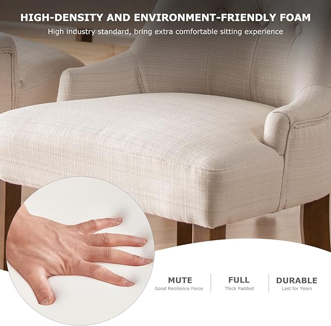 COLAMY 5-Piece Dining Table Set for 4, 60" Kitchen Wood Table with 4 Wingback Dining Room Chairs, White/Beige - LeafyLoom