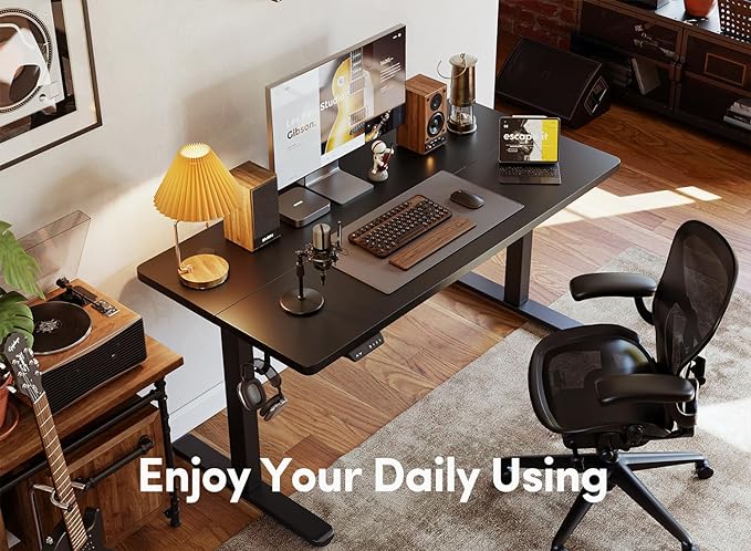 BANTI 63'' Standing Desk, Electric Stand up Height Adjustable Home Office Table, Sit Stand Desk with Splice Board, Black - LeafyLoom