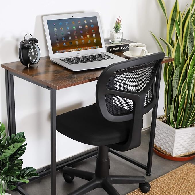 Leopard Outdoor Products Folding Computer Desk for Small Spaces, Space-Saving Home Office Desk, Foldable Computer Table, Laptop Table, Writing Desk, Compact Study Reading Table (Rustic Brown) - LeafyLoom