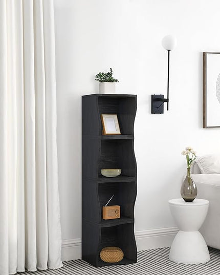 ECYIL Double Layered Independent Storage Rack, Full Circular Color Blocking Bookshelf, Suitable for Home, Office, Living Room, etc (black1) - LeafyLoom