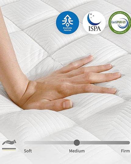 Full Mattresses,Hybrid 12 Inch Full Mattress in a Box,Memory Foam & Individually Pocket Spring for Pain Relief,Medium Firm Black Full Mattress,Pressure Relief,Certified. - LeafyLoom