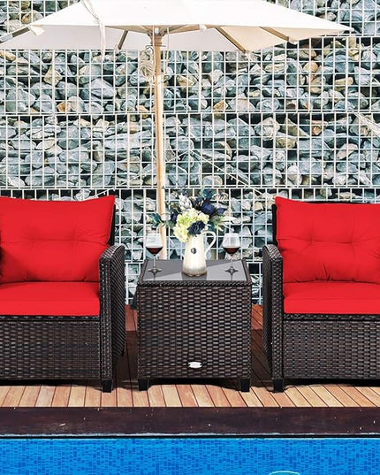 3 PCS Patio Furniture Set, OneSize, Red - LeafyLoom