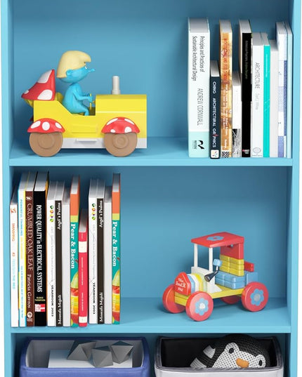 FURINNO Basic 3-Tier Bookcase Storage Shelves, Light Blue - LeafyLoom