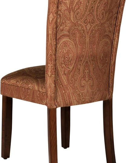 Homepop Home Decor |K1136-F765 | Classic Upholstered Parsons Dining Chair | Single Accent Dining Chair, Red & Gold Damask - LeafyLoom