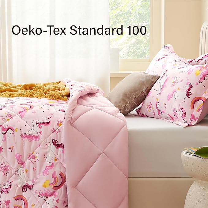 Twin Unicorn Comforters for Boys, 3 Pieces Kids Unicorn Bedding Kids Comforter Sets, Super Soft Lightweight for All Seasons, Includes 1 Comforter (88"x88") and 2 Pillowcase (20"x26"+2") - LeafyLoom