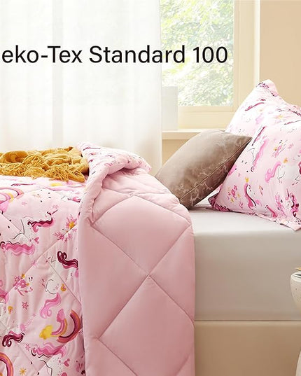 Twin Unicorn Comforters for Boys,2 Pieces Kids Unicorn Bedding Kids Comforter Sets, Super Soft Lightweight for All Seasons,Includes 1 Comforter (66"x86") and 1 Pillowcase (20"x26"+2") - LeafyLoom
