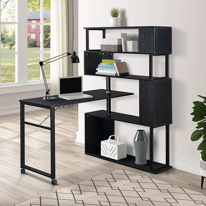 NicBex Kimberly-DW-00056-LWJ Home Office Desks, 47.2"x39.9"x60.2, Black - LeafyLoom