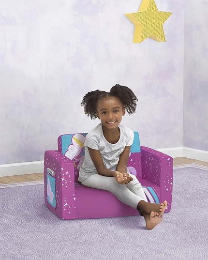 Delta Children Unicorn Cozee Flip-Out Chair For Relaxing - 2-in-1 Convertible Lightweight,Portable Chair to Lounger for Toddlers & Kids - LeafyLoom