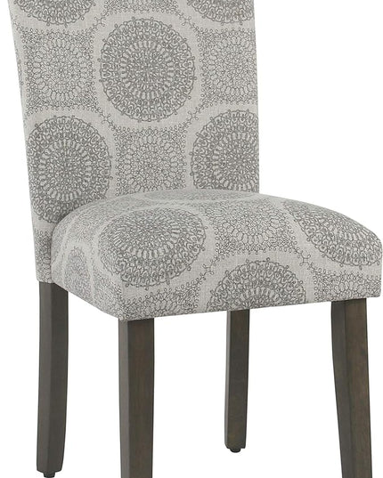 HomePop Parsons Classic Upholstered Accent Dining Chair, Set of 2, Grey Medallion - LeafyLoom