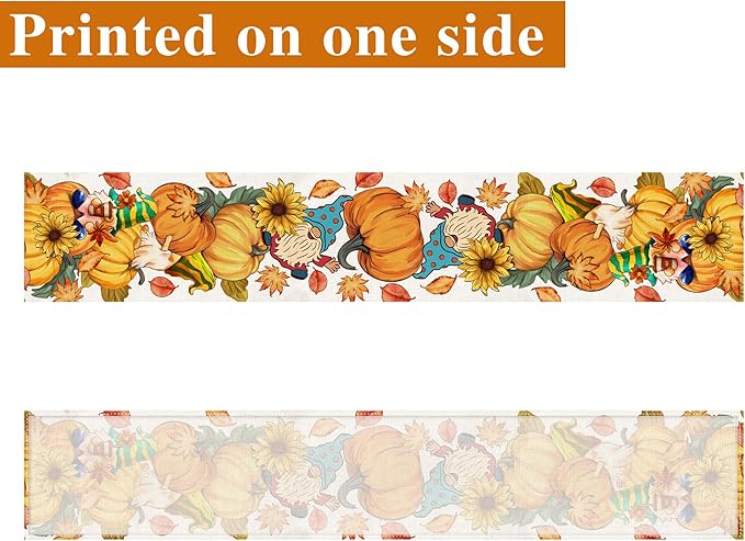 Fall Table Runner 72 Inches Long Autumn Table Runner Pumpkins Maple Leaves Gnome Fall Theme Decor for Kitchen Dining Table Home Party Decorations Unibyby