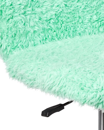Faux Fur Rolling Task Chair, Mint - LeafyLoom
