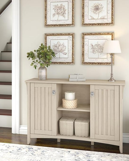 Bush Furniture Salinas Accent Storage Cabinet with Doors and Shelves, Farmhouse Cabinet Buffets & Sideboards - LeafyLoom