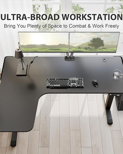 EUREKA ERGONOMIC Standing Desk L Shaped, 60 Inch Gaming Desk Electric Height Adjustable Dual Motor Rising Sit Stand Up Corner Desk for Computer Home Office, Smart Memory Preset Mousepad, Large, Left - LeafyLoom