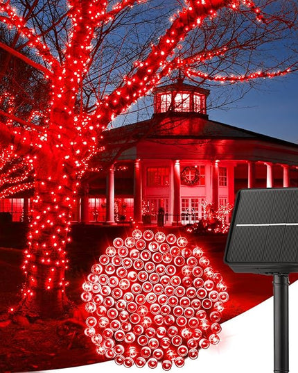 Minetom Solar String Lights Outdoor, 40FT 100 LED String Lights Solar Powered with 8 Lighting Modes, Waterproof Solar Patio Lights Outdoor, Solar String Lights for Outside Tree Yard, Red Minetom