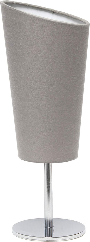 Simple Designs LT2061-GRY Mini Chrome Angled Fabric Shade Table Lamp, Gray - LeafyLoom