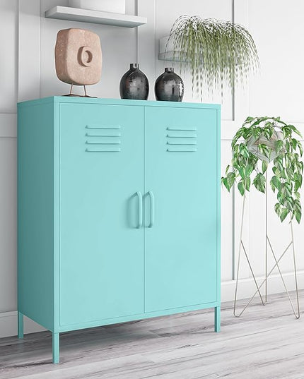 Novogratz Cache 2 Door Metal Locker Storage, Mint Cabinet - LeafyLoom