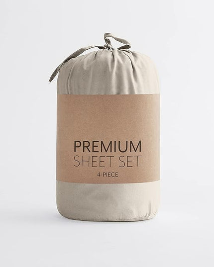 Linen Market Bed Sheets for Queen Size Bed (Taupe) - Sleep Better Than Ever with These Soft and Cooling Queen Sheets - Deep Pocket Fits 16" Thick Beds - 4 Piece Queen Sheet Set - LeafyLoom