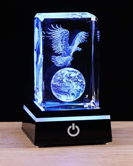 3D Crystals Eagle Gifts Decor Glass Figurine Eagle Stuff for Room Birthday for Best Friend Lovers Keepsake Paperweight - LeafyLoom