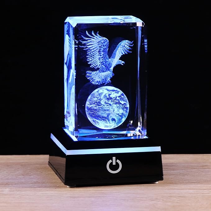 3D Crystals Eagle Gifts Decor Glass Figurine Eagle Stuff for Room Birthday for Best Friend Lovers Keepsake Paperweight - LeafyLoom