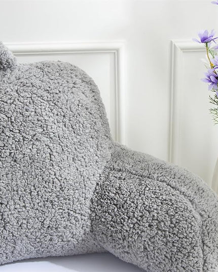 Aimuan Reading Pillow Bed Rest Wedge Large Adult Backrest Pillow with Arms Back Support for Sitting Up in Bed Cushion Incline Rest Sleeping Snoring Pillow,Sherpa Grey Large - LeafyLoom