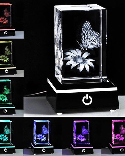 Qianwei Butterfly Gifts for Women, 3D Crystal Monarch Butterfly Figurines Stuff Gifts Girls Home Butterflies DecorFor Butterfly Lovers Her Statue Paperweight Birthday for Best Friend - LeafyLoom