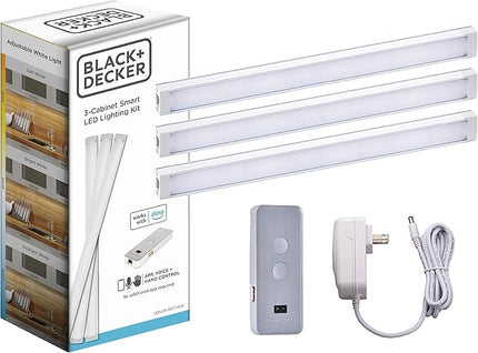 BLACK+DECKER Works with Alexa Smart Under Cabinet Lighting Kit, Adjustable LEDs, (3) 9" Bars White BLACKDECKER