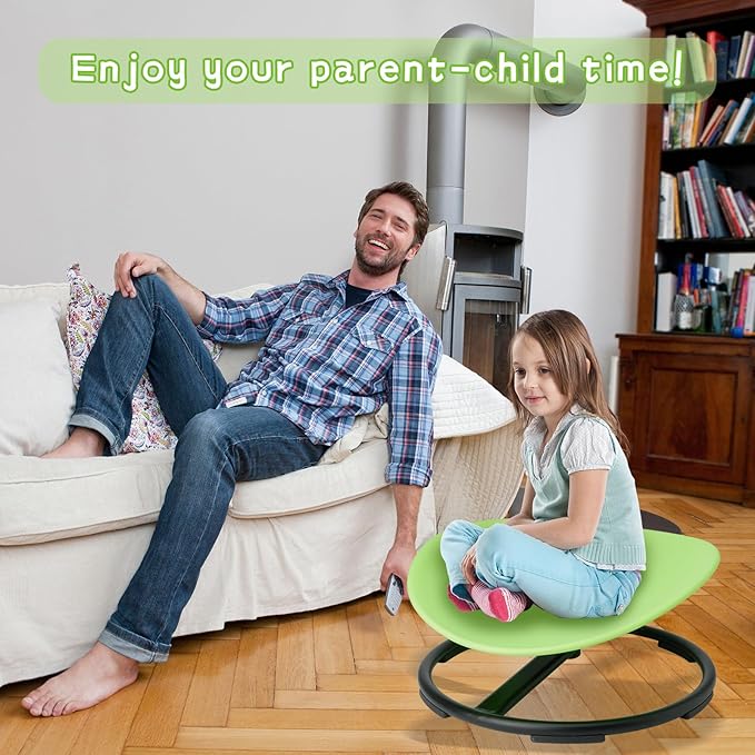 Swivel Sensory Spinning, Autism Children's Chair, Boost Balance in Kids,Non-Slip, Green - LeafyLoom