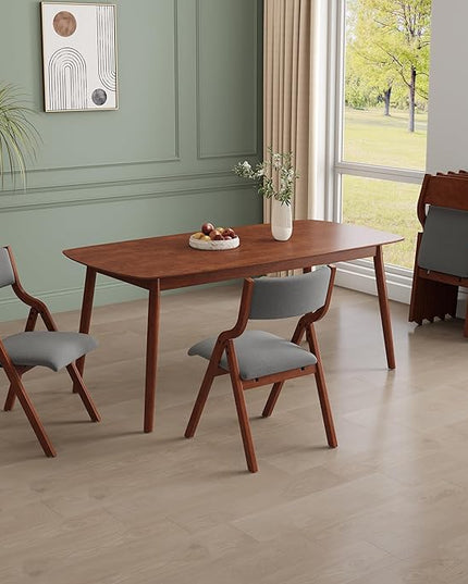 Ball & Cast Padded Folding Chairs 2 Pack,Solid Wood Frame,18" Seat Height,Space Saving,Easy to CarrySuitable for dining room, bedroom and outdoor, Light gray - LeafyLoom