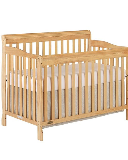 Ashton 4-In-1 Convertible Crib In Natural, Greenguard Gold, JPMA Certified, Non-Toxic Finishes, Features 4 Mattress Height Settings, Made Of Solid Pinewood - LeafyLoom