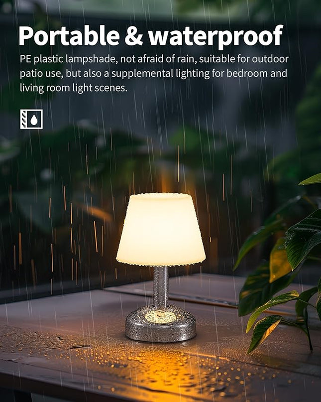 KDG Modern Cordless Small Table Lamps, Portable LED Dimmable Desk Lamp, 5000mAh Rechargeable Battery Operated Lighting for Restaurant, Bedroom, Bedside, Bar, Outdoor, Camping, Night Light(Silver) - LeafyLoom