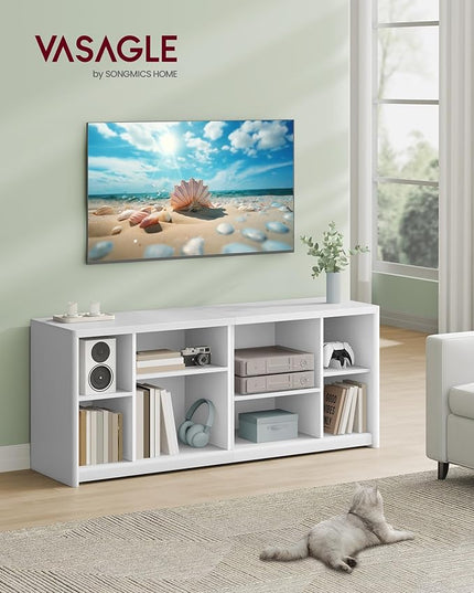 VASAGLE TV Stand for TVs up to 65 Inches, Entertainment Center with Storage Shelves, TV Console Table, Easy to Assemble, TV Cabinet for Living Room, Bedroom, Cloud White ULTV111W01 - LeafyLoom