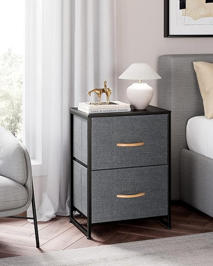 Nicehill Nightstand Set of 2, Nightstands for Bedroom with Drawers, Small Dresser with Drawers, Bedside Table Bedside Furniture, Night Stand End Table with Storage Drawers for Bedroom, Dark Grey - LeafyLoom